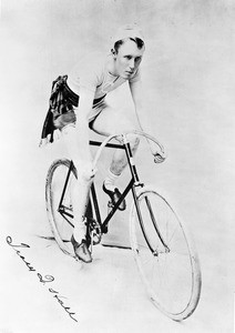 Portrait of Tracy Q. Hull, an early Los Angeles bicyclist in the 1890s