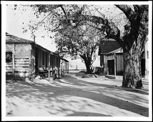 Exterior view of the Louis Wolf store, stage station and hotel at Temecula, ca.1900