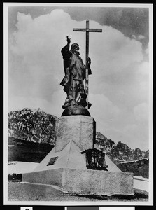 Statue in an unidentified location entitled "Peace--Christ of the Andes", commemorating the settlement of a dispute between Argentina and Chile