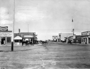 Main Street in Huntington Beach looking east from the Pacific Electric Railroad, California, ca.1915