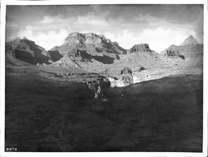 Grand View north from below the mine, Grand Canyon, showing Greshna's Palace and Angel Gateway, ca.1900-1930