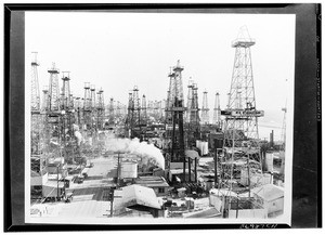 Oil field on Pacific Avenue, looking south from Venice near Washington Street, January 26, 1931