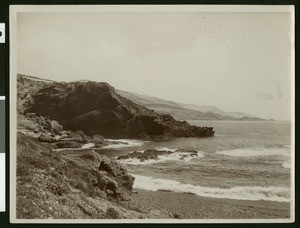 Point Lobos in Pacific Grove, Monterey, showing hills on the left, ca.1900