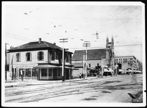 View of Broadway looking north from Fourth Street, Los Angeles, ca.1895