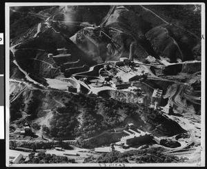 Exterior aerial view of the Permanente Cement Company, ca.1940