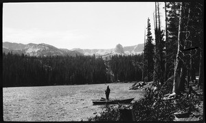 View of a boater on an unidentified lake