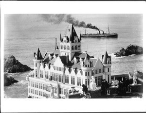 Exterior view of the Cliff House restaurant in San Francisco, ca.1900