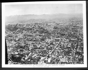 Aerial view of Hollywood and the San Gabriel Valley, Los Angeles County, April, 1935