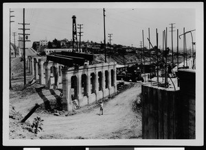 Construction of an unidentified bridge in Los Angeles