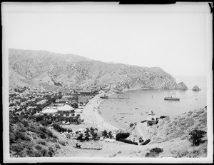 Panoramic view of Avalon Harbor from the south, Santa Catalina Island, ca.1905