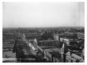 Panoramic view of Spring Street looking south from Third Street, ca.1898