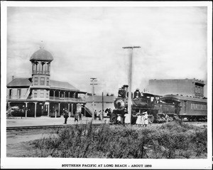 Southern Pacific Railroad Depot and Ocean View Hotel at Long Beach, California, ca.1890