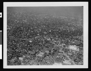 Aerial view of Los Angeles looking north from 36th Street, ca.1940