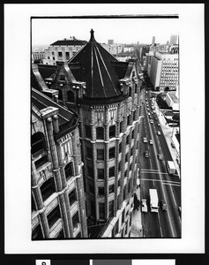 Birdseye view of the old Los Angeles Hall of Records, looking south along Broadway, October 1, 1972