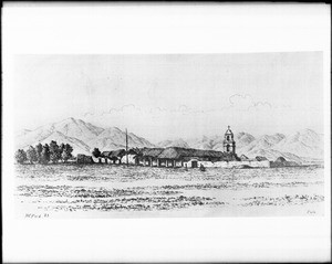 Drawing of Mission Asistencia of San Antonio at Pala, by Henry Chapman Ford, ca.1883