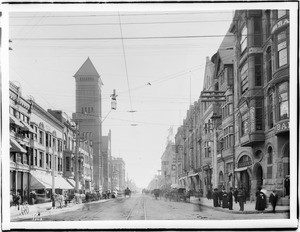 Broadway looking south from Second Street, Los Angeles, ca.1895-1905