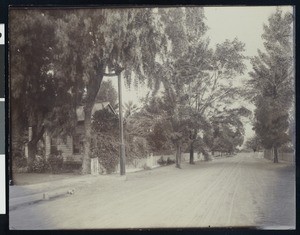 View of an unidentified dirt street in San Luis Obispo, ca.1900