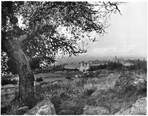 General view of Mission Santa Barbara and surrounding land from hill, ca.1901-1904