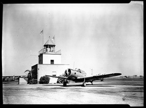 Army airplane near a control center