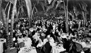 Interior view of the Coconut Grove Nightclub and Restaurant in the Ambassador Hotel in Los Angeles, 1920-1929