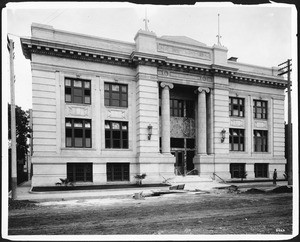 Exterior view of the Scottish Rite Cathedral near completion of construction, 1900