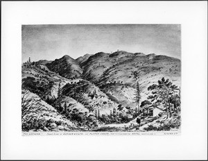 Drawing by Vischer of Geyser Gulch and Pluton Creek, Sonoma, 1858-1866