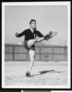 An early football kicker, ca.1910