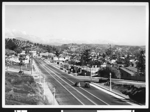 View of the street, possibly Hyperion Ave., from the Los Angeles Oil Field, ca.1935