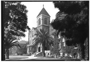 Exterior view of Old College at the University of Southern California, shown from the right, October 1929