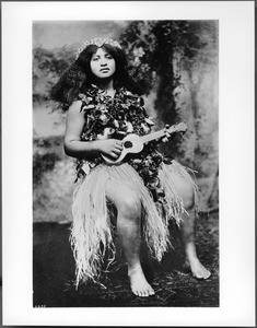 Portrait of a native girl musical entertainer, Hawaii