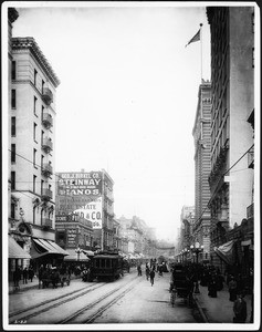 View of Spring Street, looking north from 4th Street, Los Angeles, ca.1907