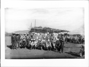 A group of about twenty-five Yaqui Indians in their village, Mexico, at their surrender, ca.1910