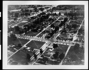 Aerial view of flooding in Monrovia, 1938