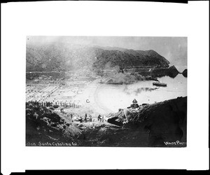 Birdseye view of Avalon on Santa Catalina Island taken from a hill above the city, ca.1894