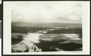 Aerial view of flooding of the Santa Ana River near Colton, ca.1930