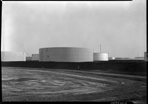 Exterior view of Oil Tank Farm (Union Oil Co. of California), ca.1930