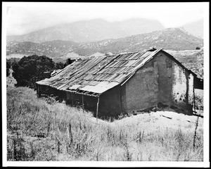 Exterior view of Judge McGee's adobe home, seen from the rear, ca.1900