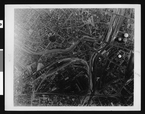 Aerial view of Los Angeles showing the Los Angeles River, 1939