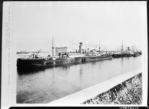 Foreign ships at Terminal Island wharves in Los Angeles Harbor