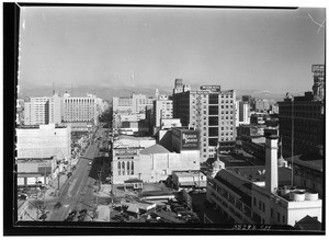 Birdseye view of Los Angeles from the top of the Chamber of Commerce building, January 1930