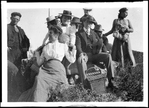 Group portrait of picnickers in Hollywood, ca.1897