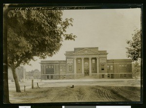 Exterior view of Chico High School from across the street, Chico, ca.1910