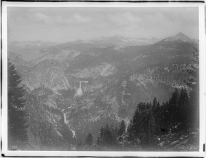 Vernal Falls and Nevada Falls in Yosemite National Park, ca.1900