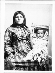 Yokut Indian woman, Joseppa, and her son, ca.1900-1930