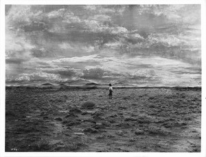 Navajo Indian standing alone on the Painted Desert, Arizona, ca.1900