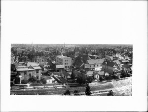 Pershing Square and area, looking east from Fifth Street and Grand Avenue, Los Angeles, ca.1888-1890