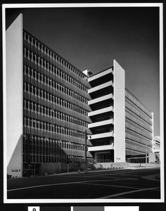 Exterior view of the new Hall of Records building, ca.1959