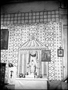 Side altar in the church of Mission San Miguel Arcangel, near Templeton, California, ca.1905