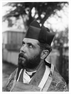 Father Raymond Mestres at Mission San Carlos, Monterey, ca.1899