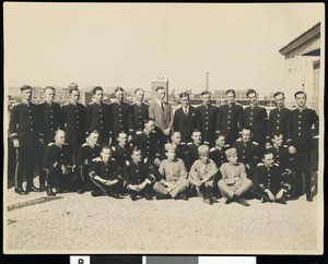 Group portrait of Alexandria Hotel bellmen and employees, ca.1920